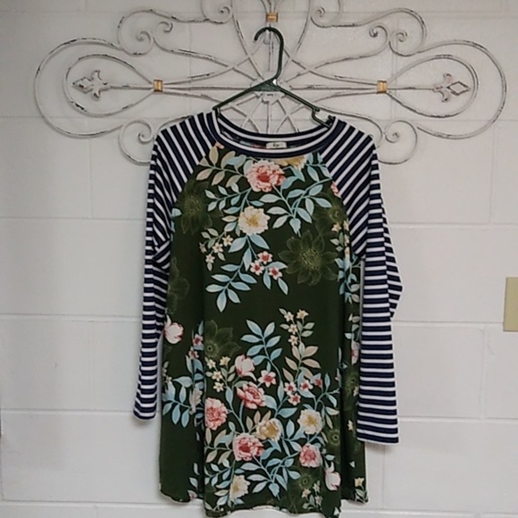 EGY LONG SLEEVER, FLORAL, STRIPE, SOFT KNIT, MINI DRESS, TUNIC TOP - Picture 1 of 8